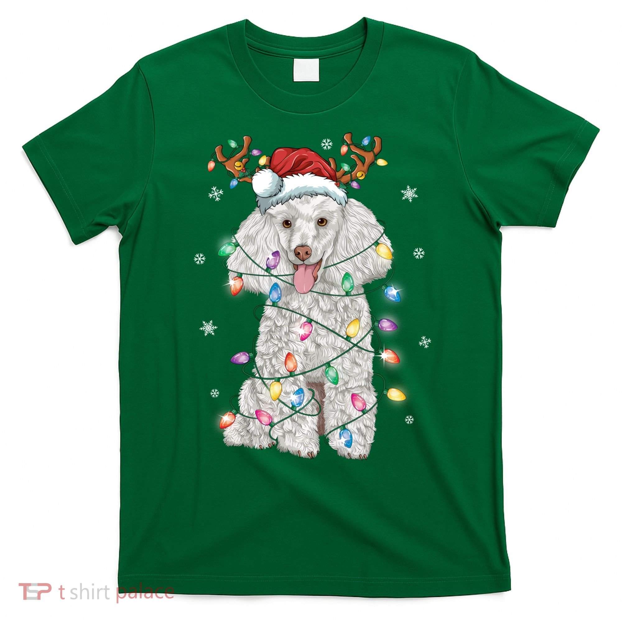 Poodle Christmas Reindeer Santa Hat Poodle Christmas T-Shirt