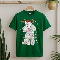 Poodle Christmas Reindeer Santa Hat Poodle Christmas T-Shirt thumb 2