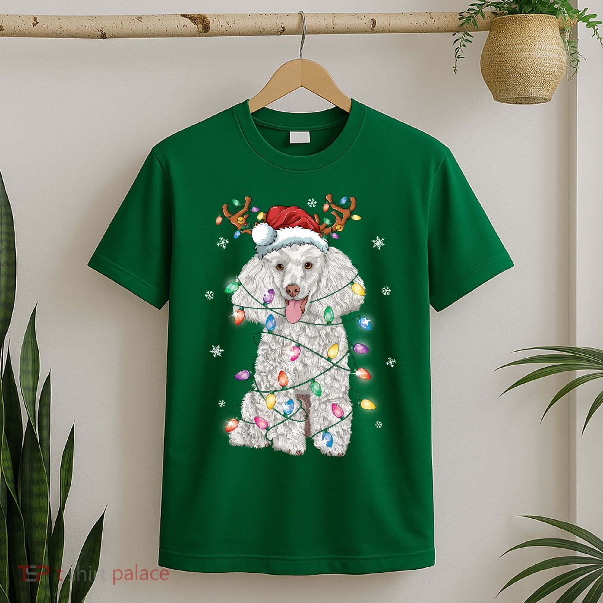 Poodle Christmas Reindeer Santa Hat Poodle Christmas T-Shirt