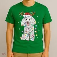 Poodle Christmas Reindeer Santa Hat Poodle Christmas T-Shirt thumb 3