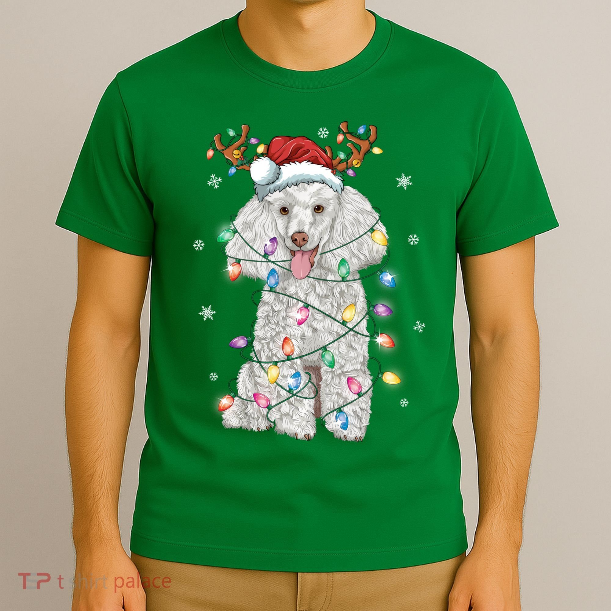 Poodle Christmas Reindeer Santa Hat Poodle Christmas T-Shirt