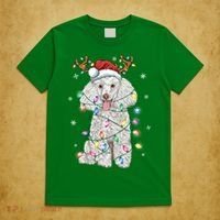 Poodle Christmas Reindeer Santa Hat Poodle Christmas T-Shirt thumb 5