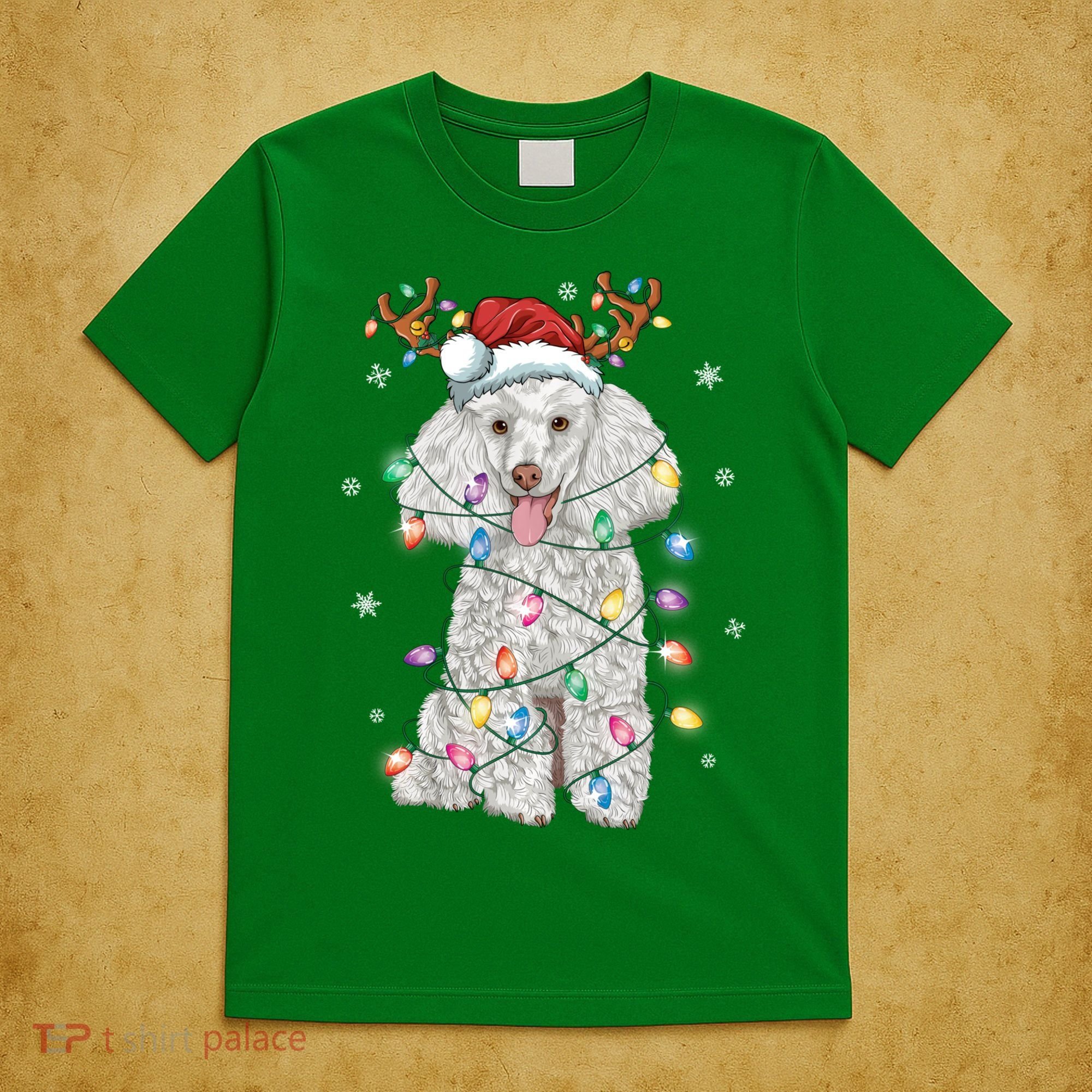 Poodle Christmas Reindeer Santa Hat Poodle Christmas T-Shirt