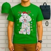 Poodle Christmas Reindeer Santa Hat Poodle Christmas T-Shirt thumb 6