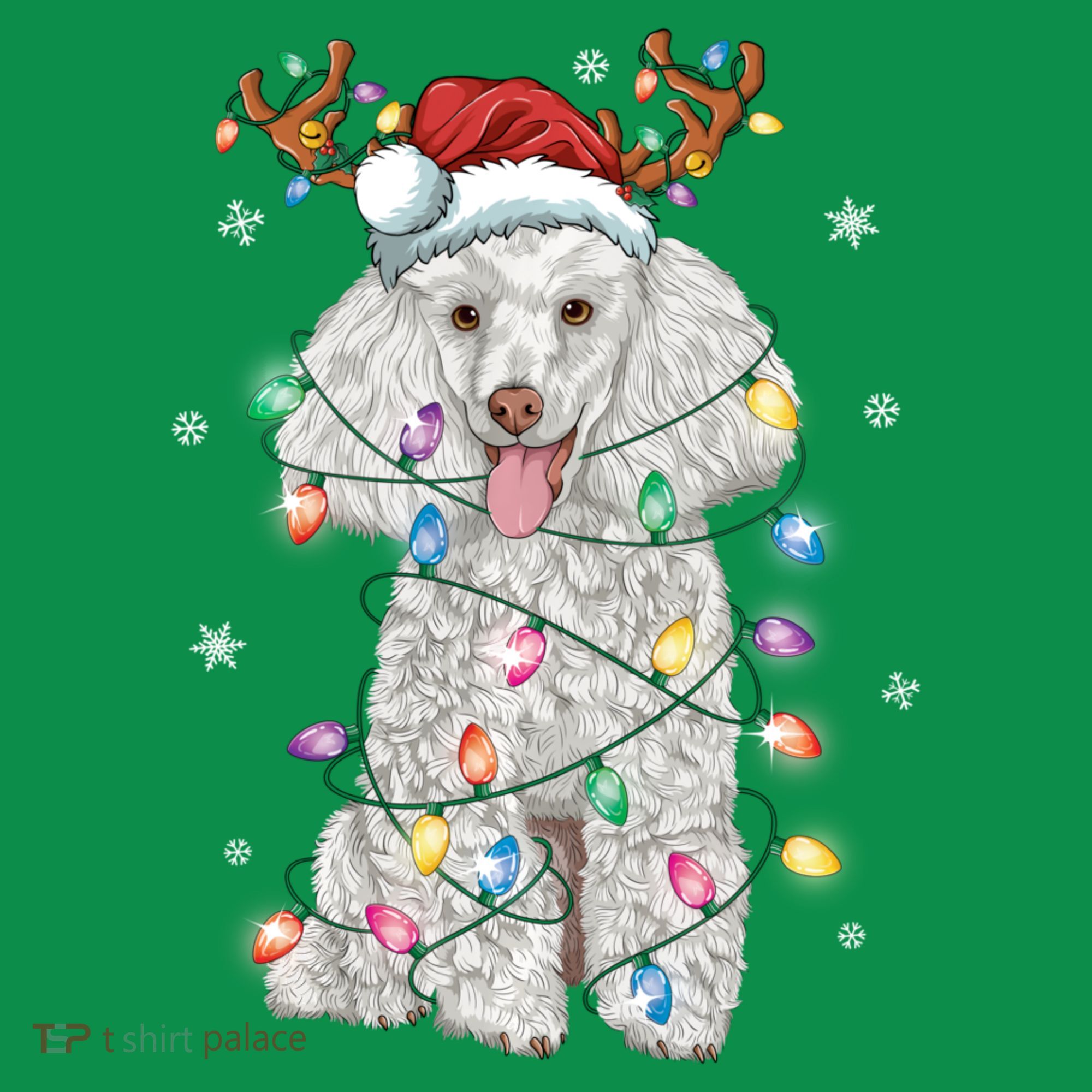 Poodle Christmas Reindeer Santa Hat Poodle Christmas Mousepad
