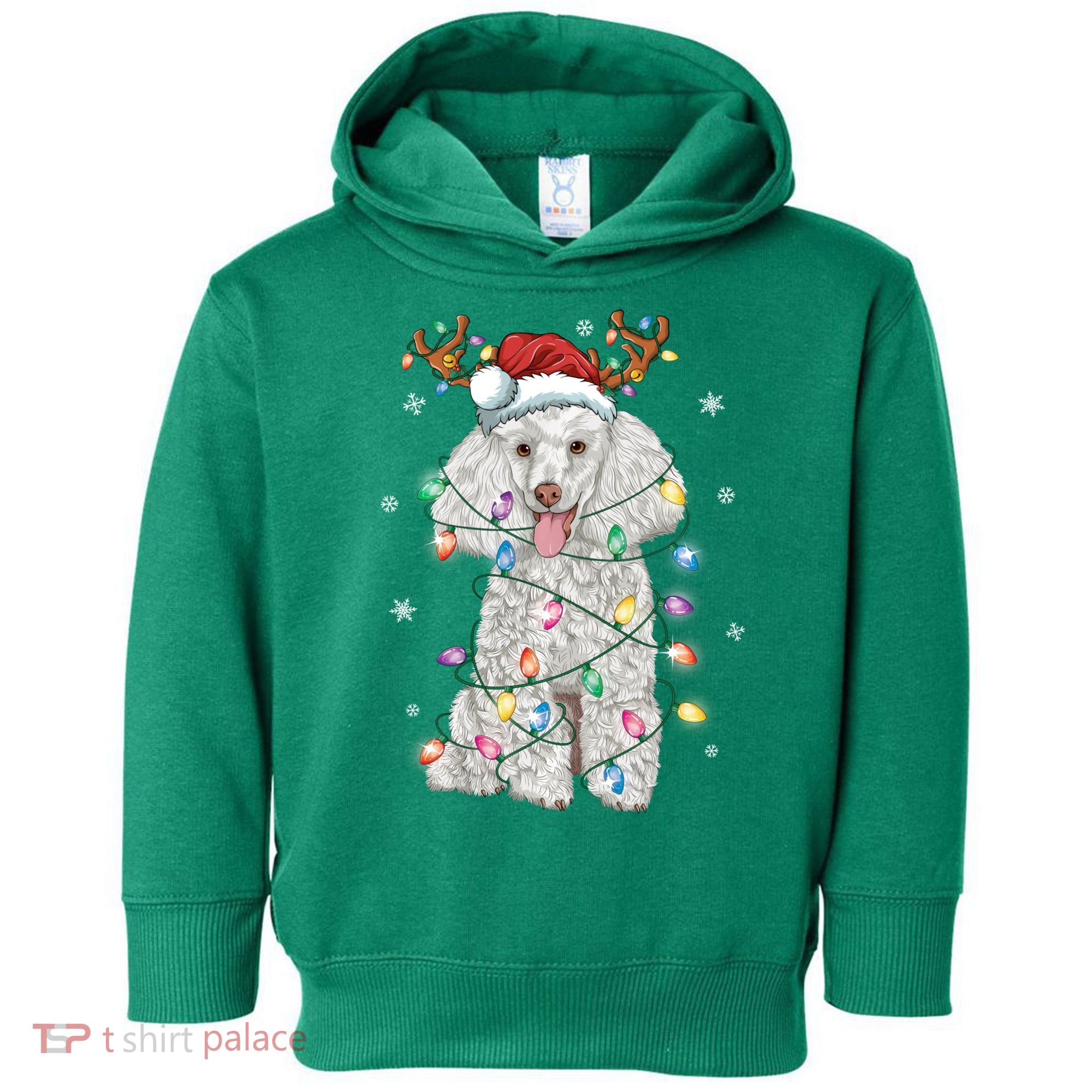Poodle Christmas Reindeer Santa Hat Poodle Christmas Toddler Hoodie