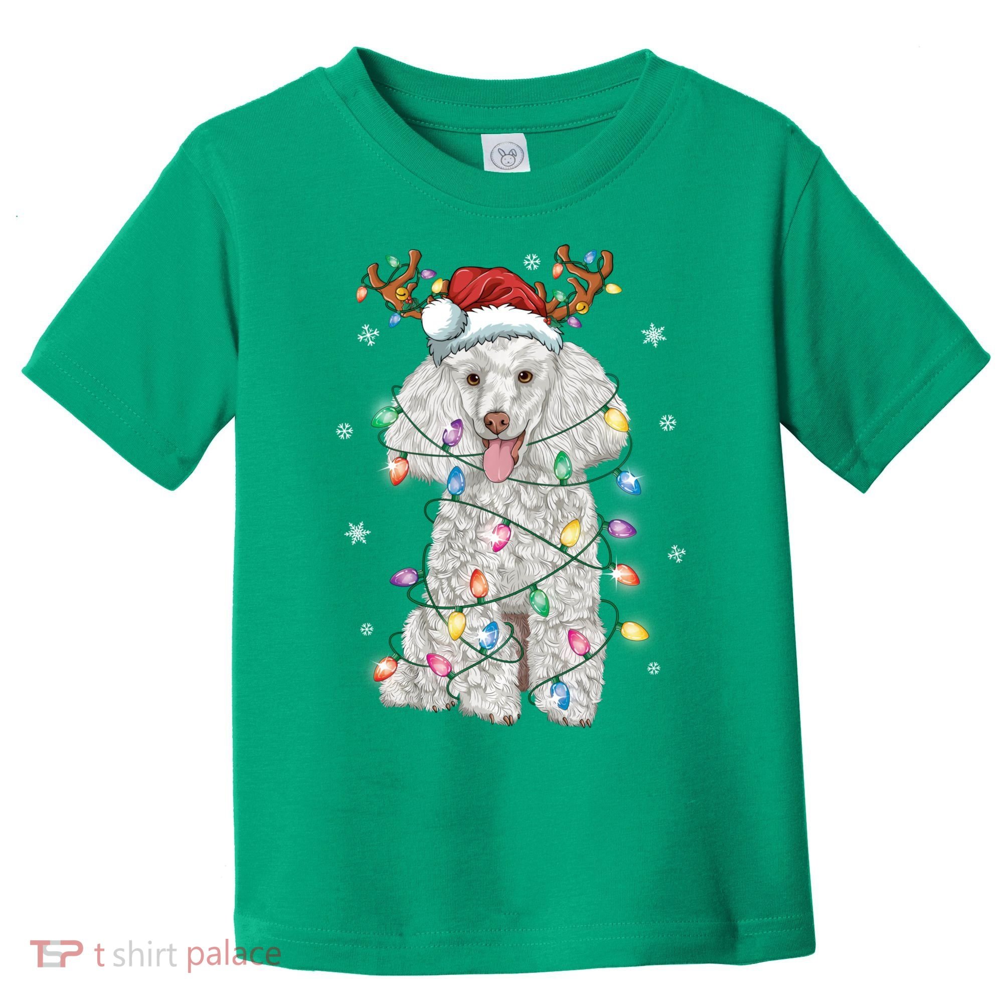 Poodle Christmas Reindeer Santa Hat Poodle Christmas Toddler T-Shirt