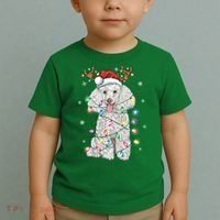 Poodle Christmas Reindeer Santa Hat Poodle Christmas Toddler T-Shirt thumb 2