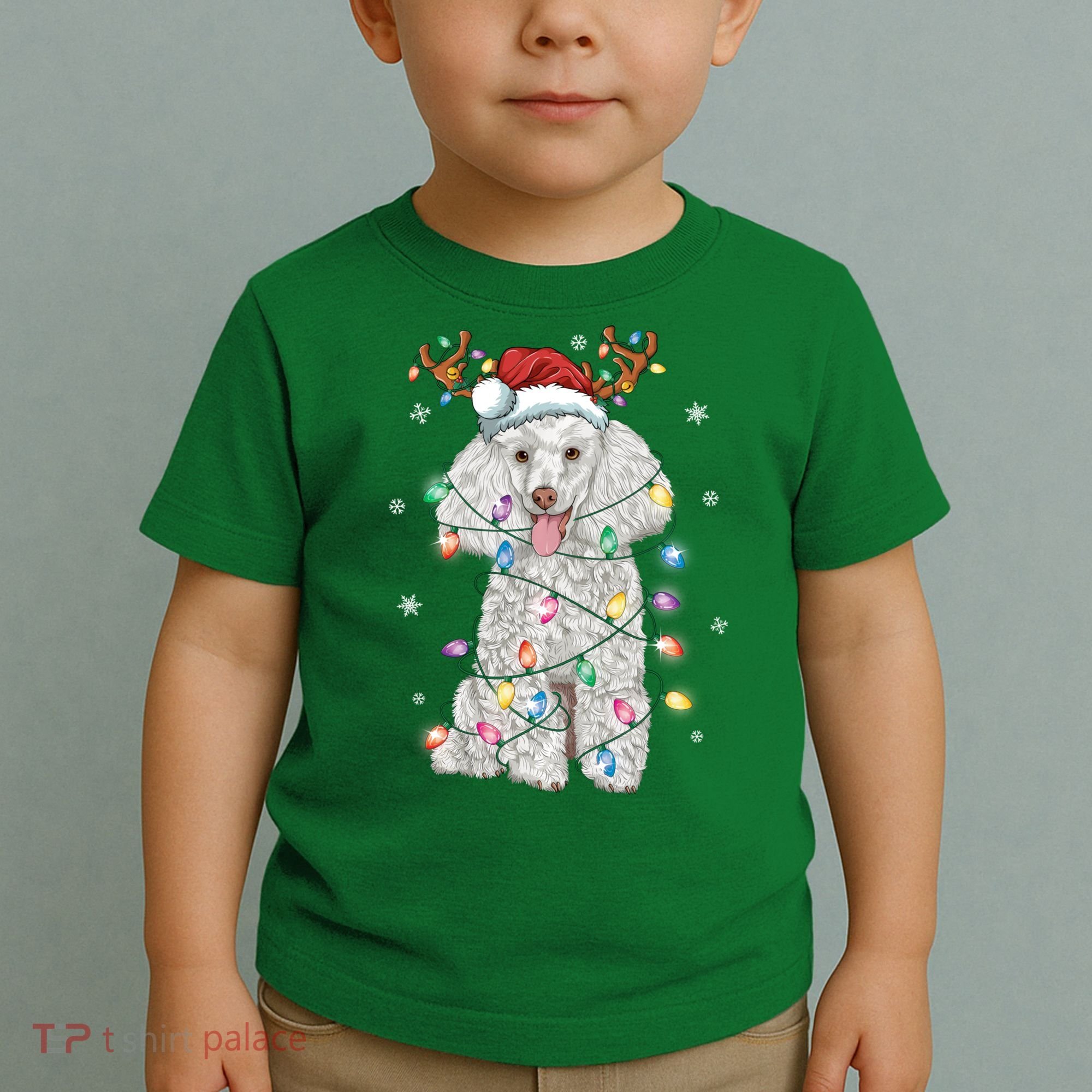Poodle Christmas Reindeer Santa Hat Poodle Christmas Toddler T-Shirt