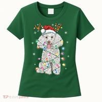 Poodle Christmas Reindeer Santa Hat Poodle Christmas Women's T-Shirt thumb 0