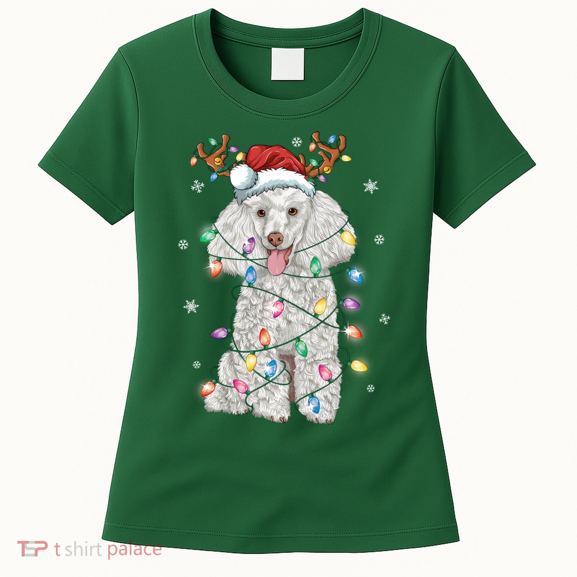 Poodle Christmas Reindeer Santa Hat Poodle Christmas Women's T-Shirt