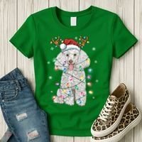 Poodle Christmas Reindeer Santa Hat Poodle Christmas Women's T-Shirt thumb 3