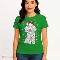 Poodle Christmas Reindeer Santa Hat Poodle Christmas Women's T-Shirt thumb 4
