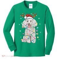 Poodle Christmas Reindeer Santa Hat Poodle Christmas Kids Long Sleeve Shirt thumb 0