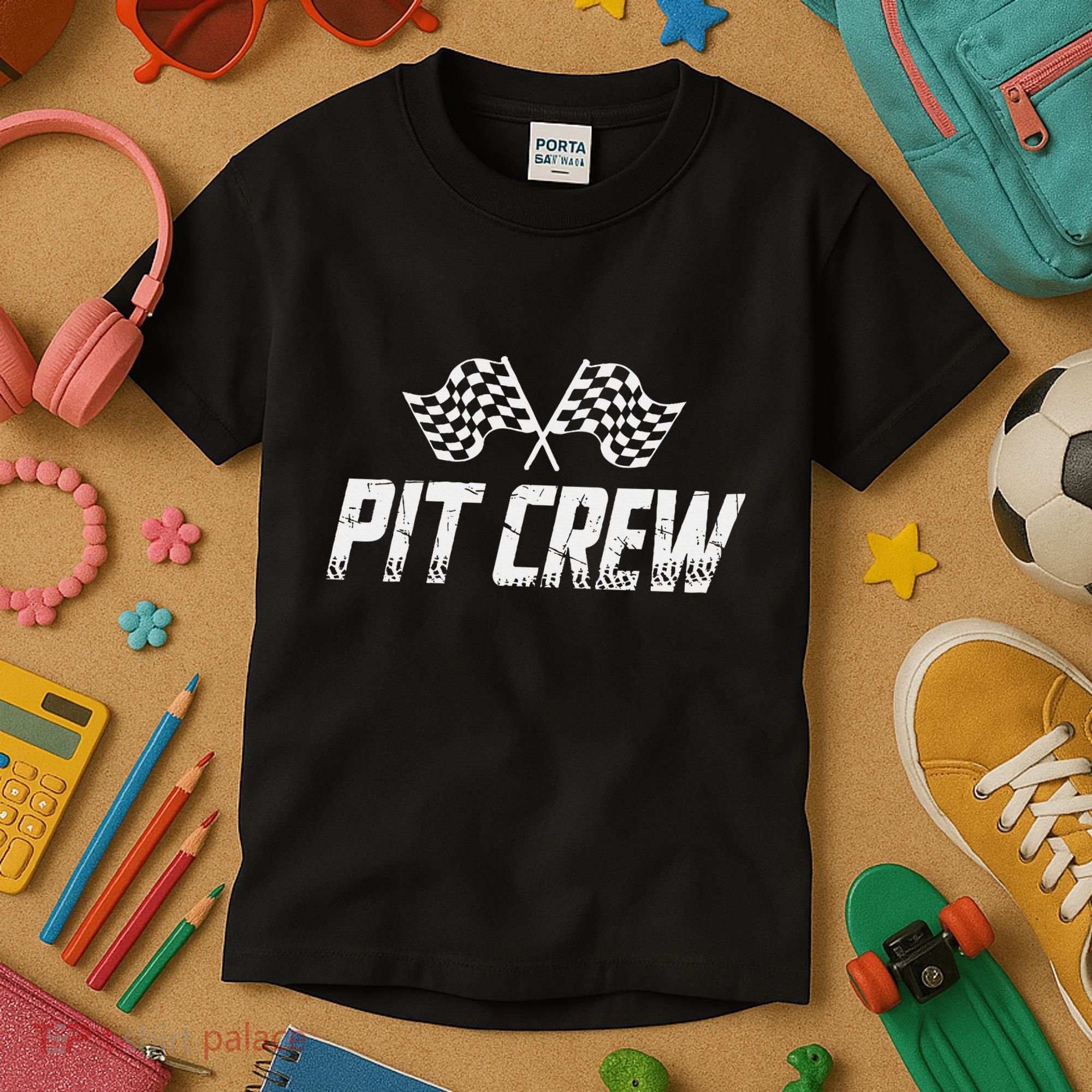 Pit Crew Race Car Kids T-Shirt