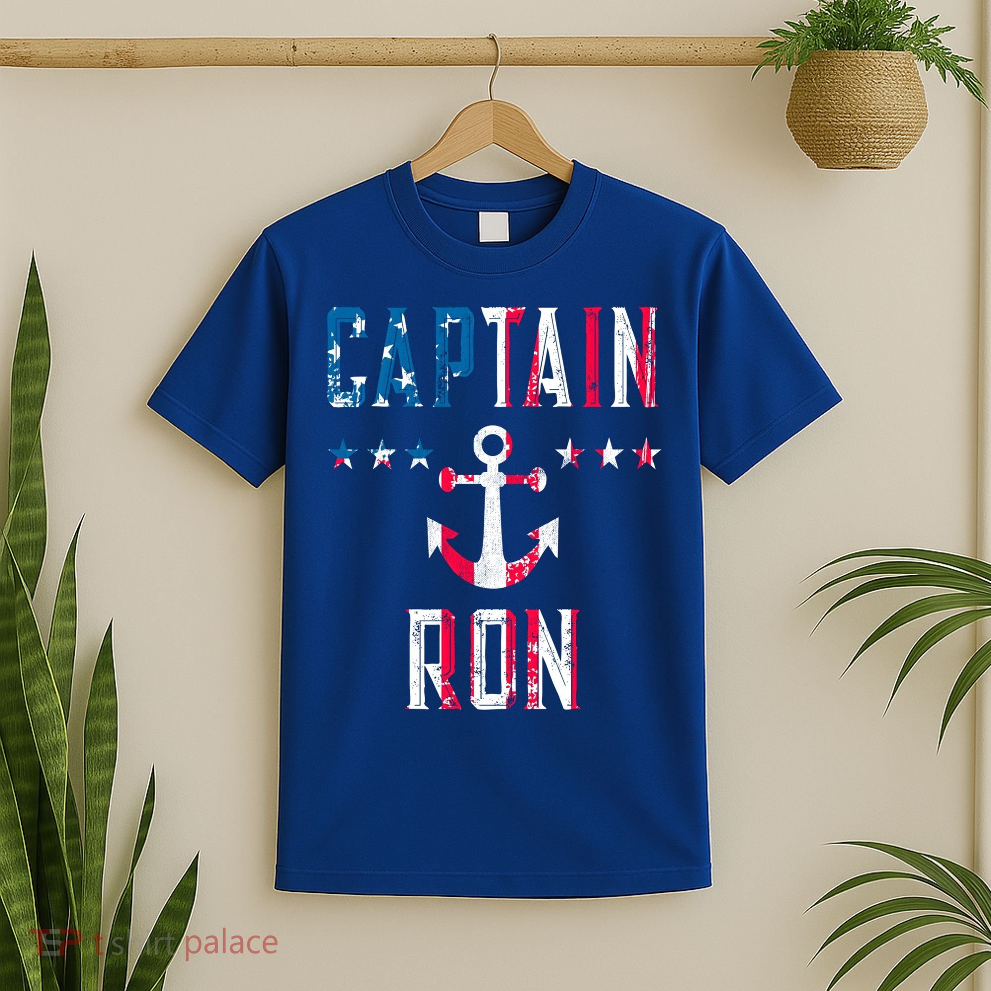 Patriotic Captain Ron Vintage Us Flag 4th Of July Boating Gift T-Shirt