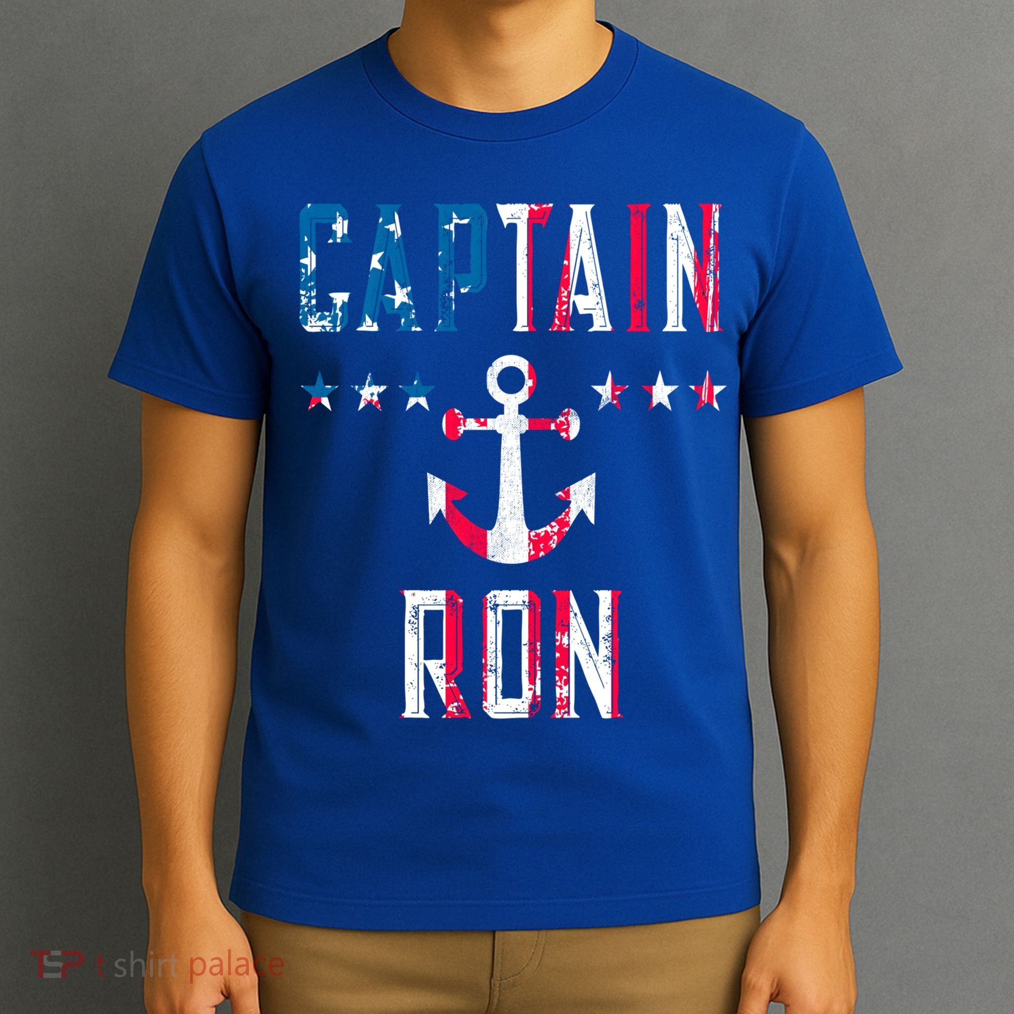 Patriotic Captain Ron Vintage Us Flag 4th Of July Boating Gift T-Shirt