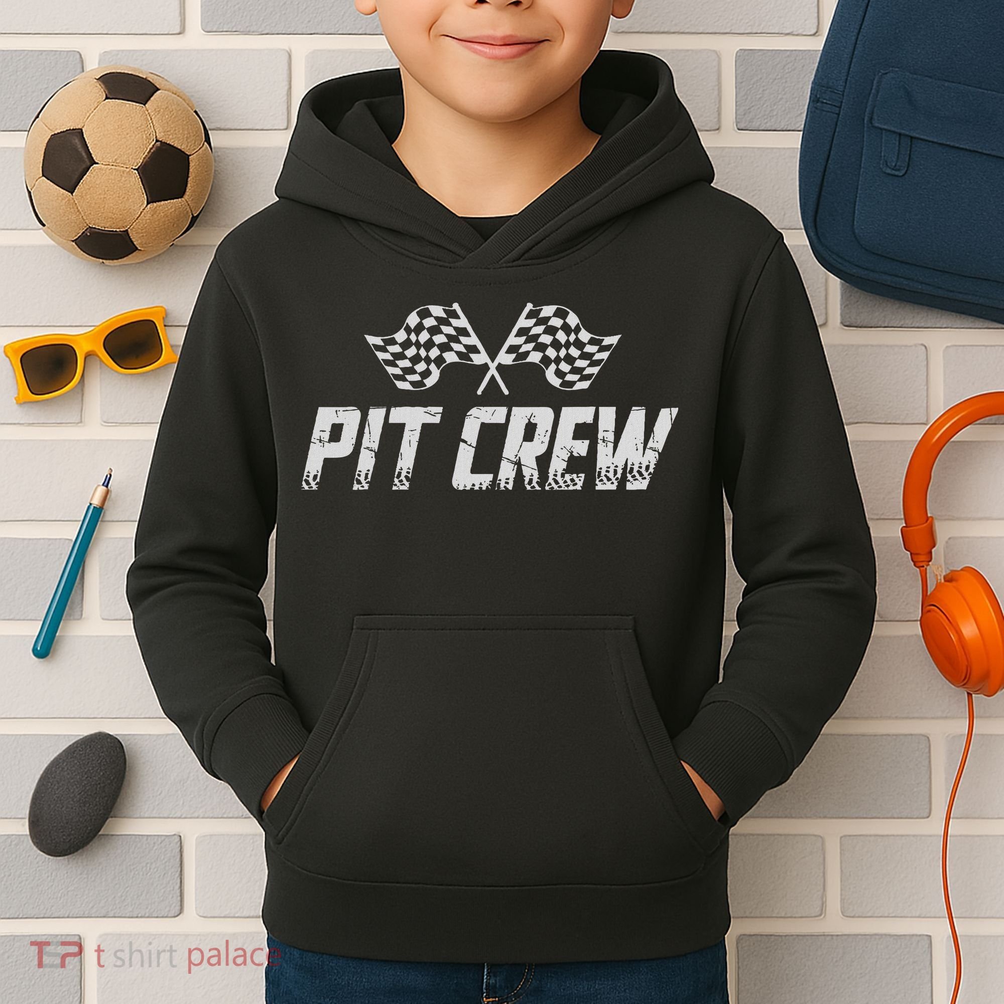 Pit Crew Race Car Kids Hoodie