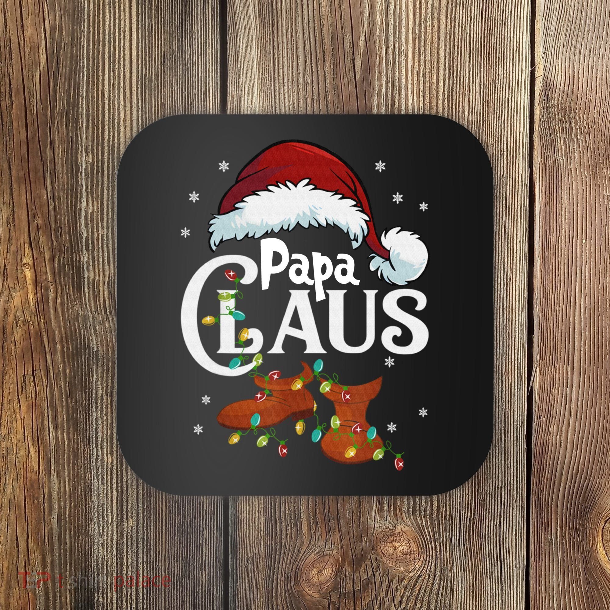 Papa Claus Santa Hat Matching Christmas Family Group Coaster