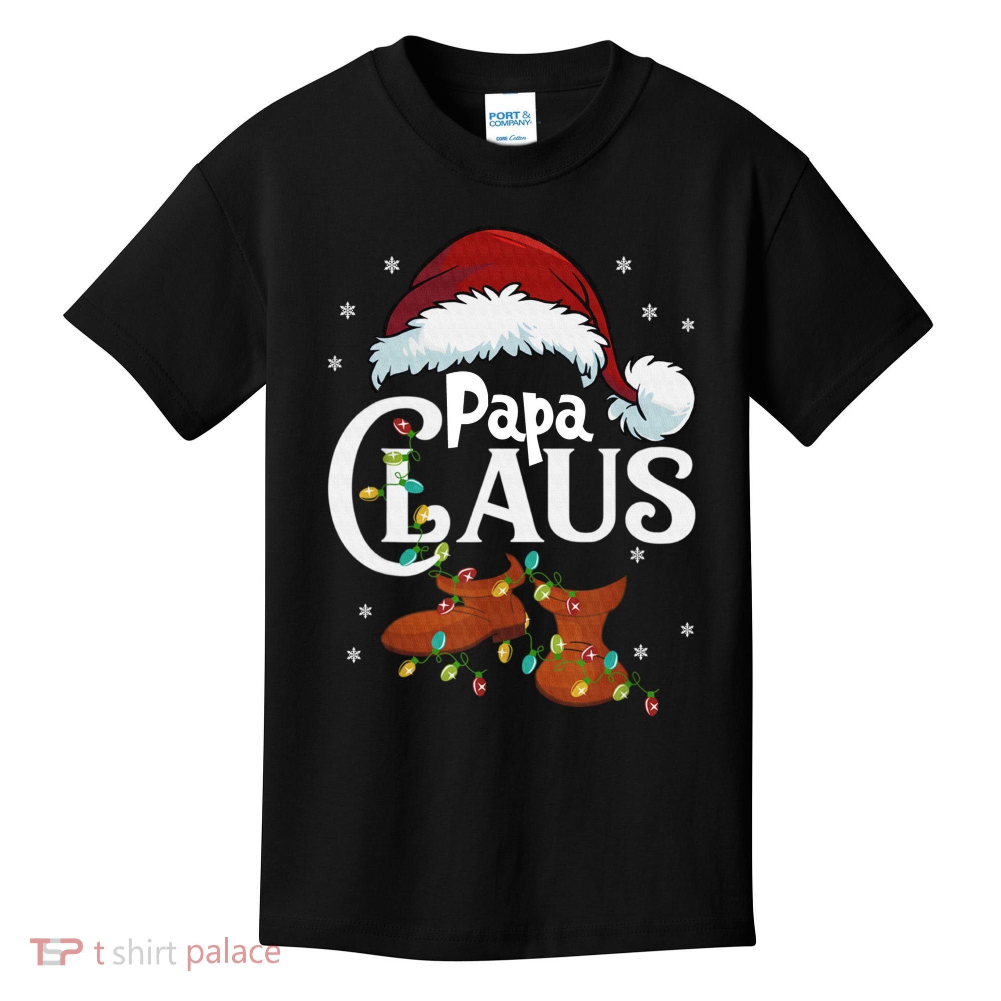 Papa Claus Santa Hat Matching Christmas Family Group Kids T-Shirt