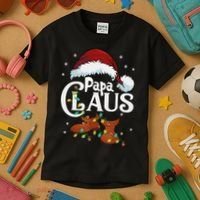 Papa Claus Santa Hat Matching Christmas Family Group Kids T-Shirt thumb 3