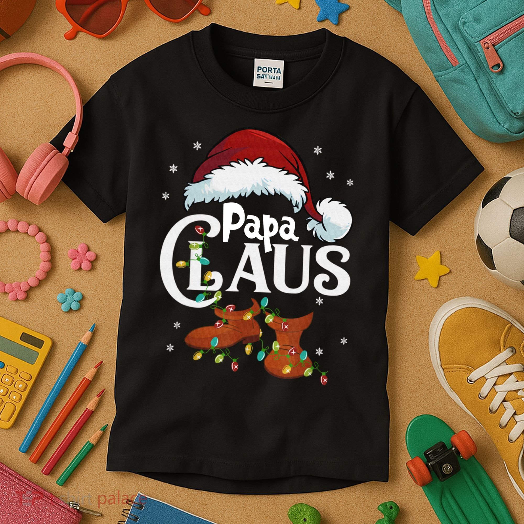 Papa Claus Santa Hat Matching Christmas Family Group Kids T-Shirt
