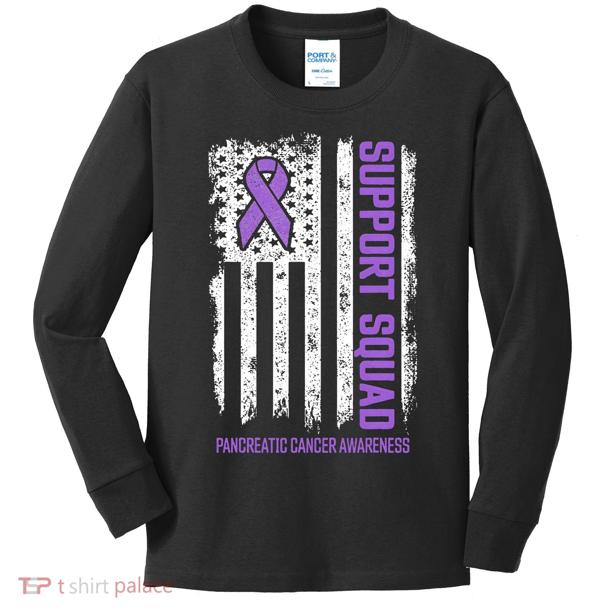 Pancreatic Cancer Support Squad Pancreatic Cancer Awareness Kids Long Sleeve Shirt