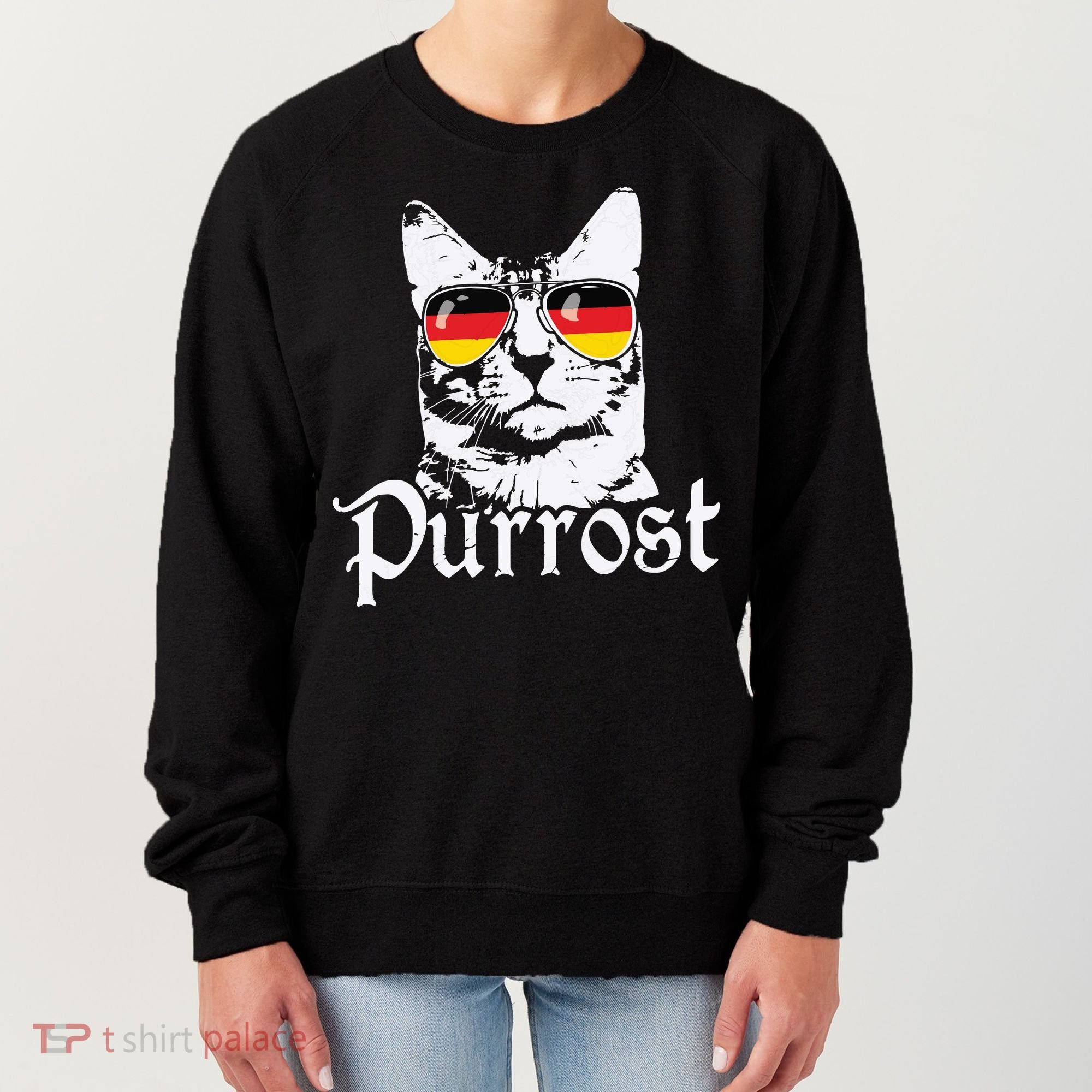 Purrost Cat Sunglasses German Flag Germany Prost Oktoberfest Women's Sweatshirt