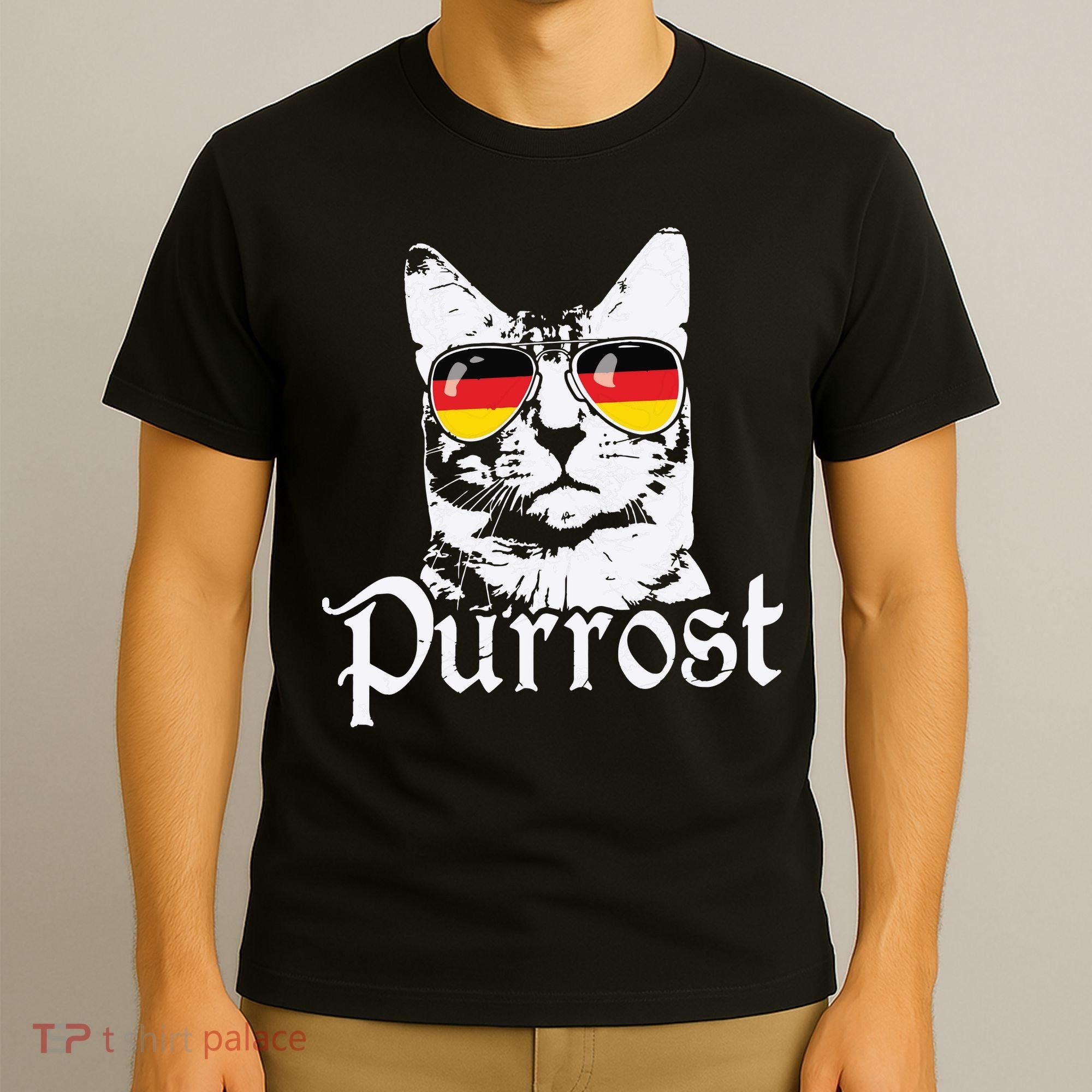 Purrost Cat Sunglasses German Flag Germany Prost Oktoberfest T-Shirt