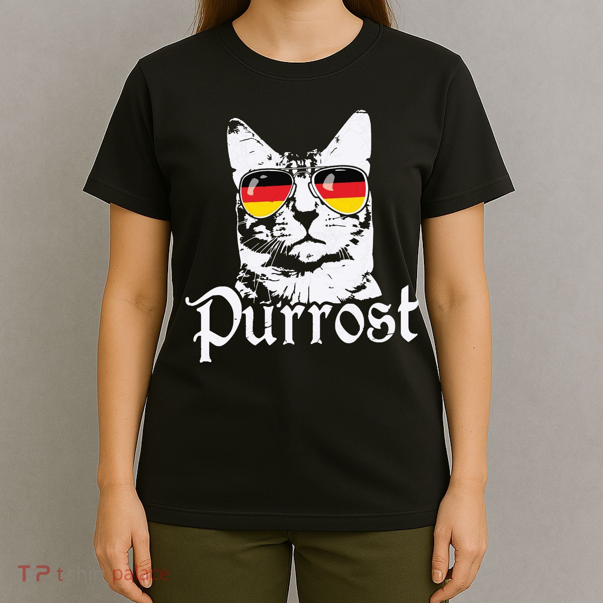 Purrost Cat Sunglasses German Flag Germany Prost Oktoberfest T-Shirt