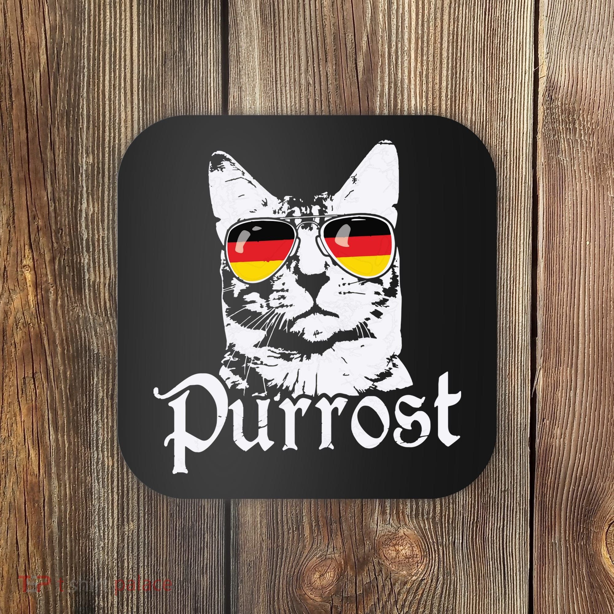 Purrost Cat Sunglasses German Flag Germany Prost Oktoberfest Coaster