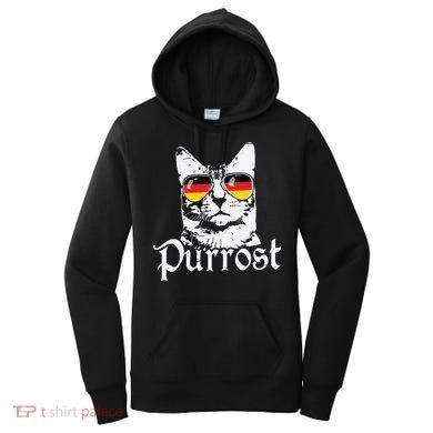 Purrost Cat Sunglasses German Flag Germany Prost Oktoberfest Women's Hoodie