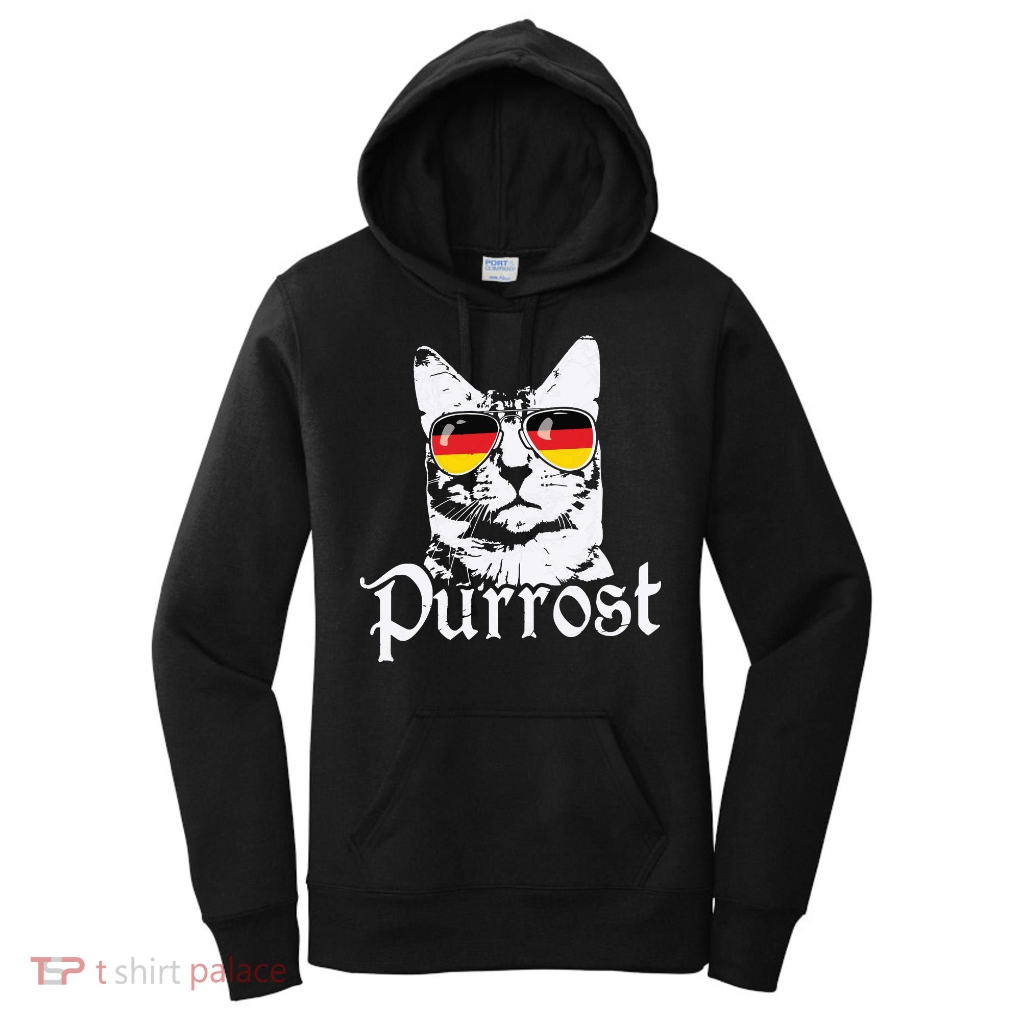 Purrost Cat Sunglasses German Flag Germany Prost Oktoberfest Women's Hoodie