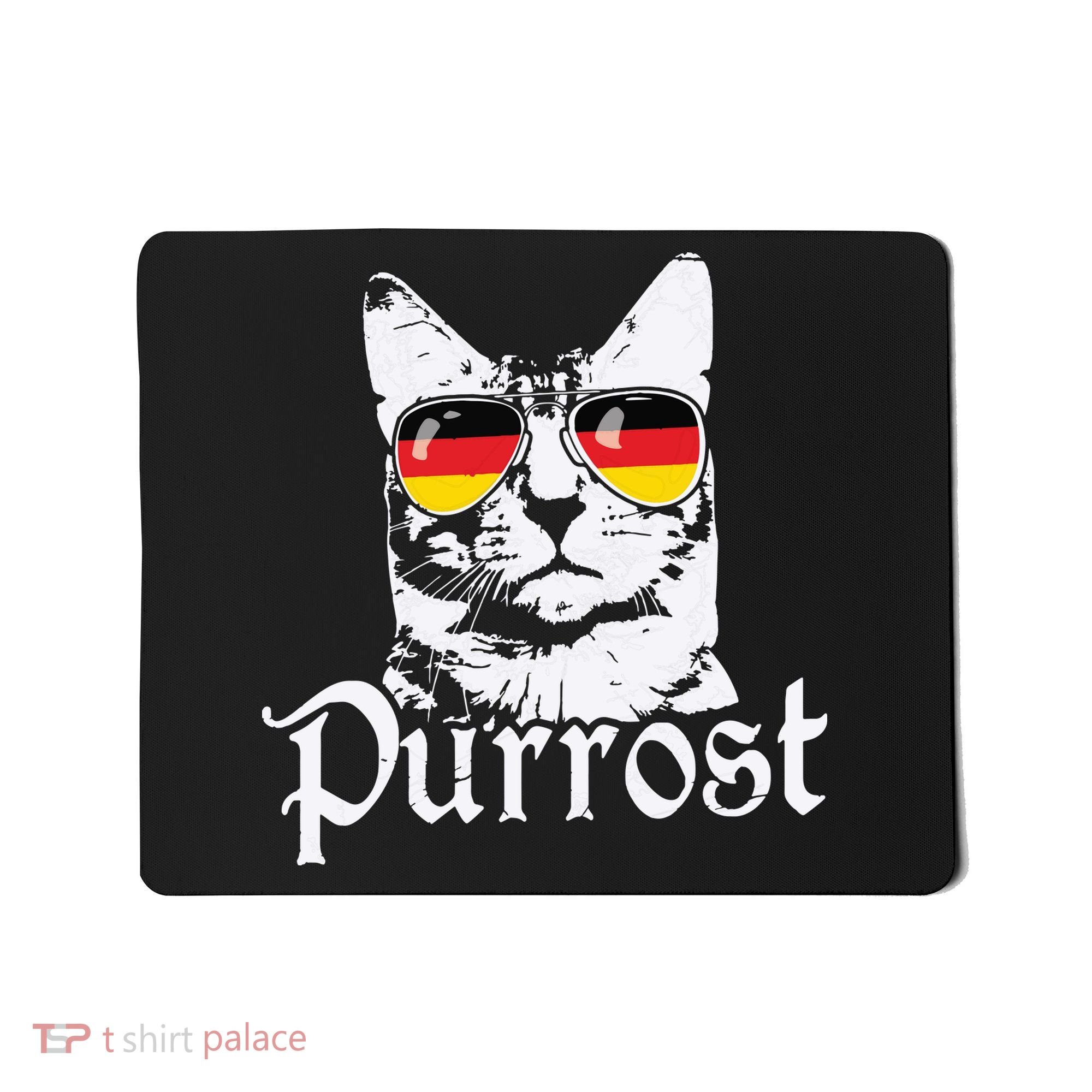 Purrost Cat Sunglasses German Flag Germany Prost Oktoberfest Mousepad