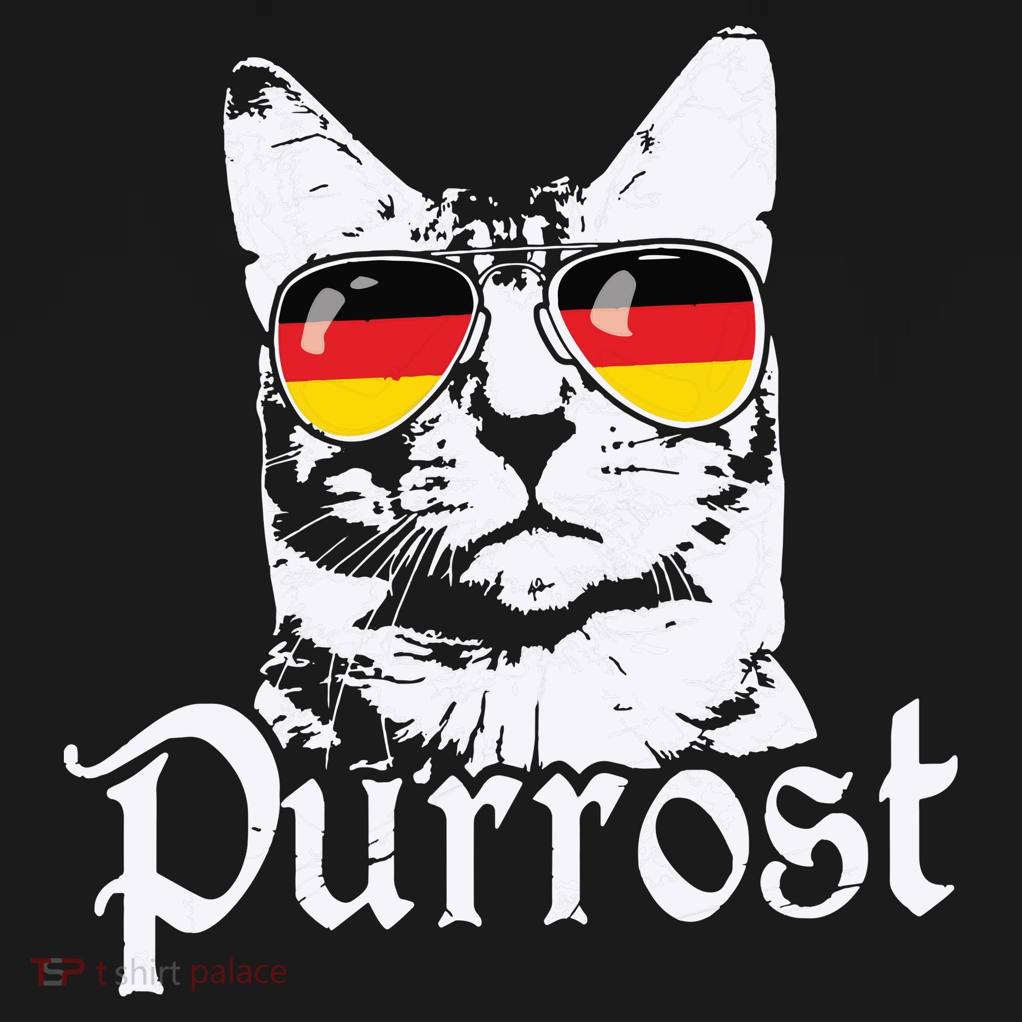 Purrost Cat Sunglasses German Flag Germany Prost Oktoberfest Mousepad