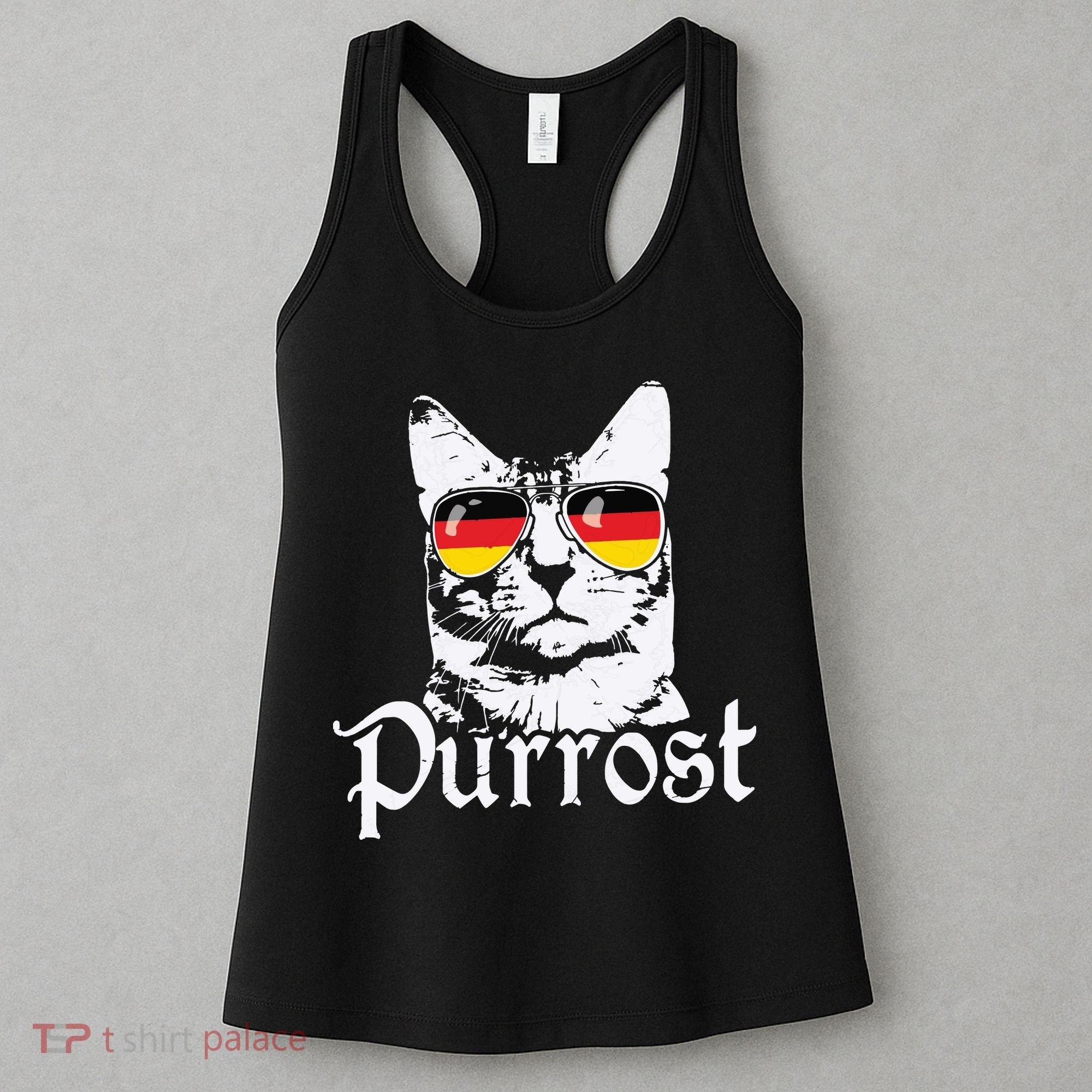 Purrost Cat Sunglasses German Flag Germany Prost Oktoberfest Women's Tank Top