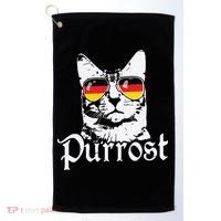 Purrost Cat Sunglasses German Flag Germany Prost Oktoberfest Golf Towel thumb 0