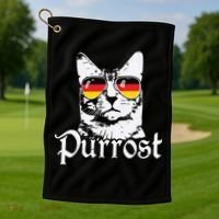 Purrost Cat Sunglasses German Flag Germany Prost Oktoberfest Golf Towel thumb 1