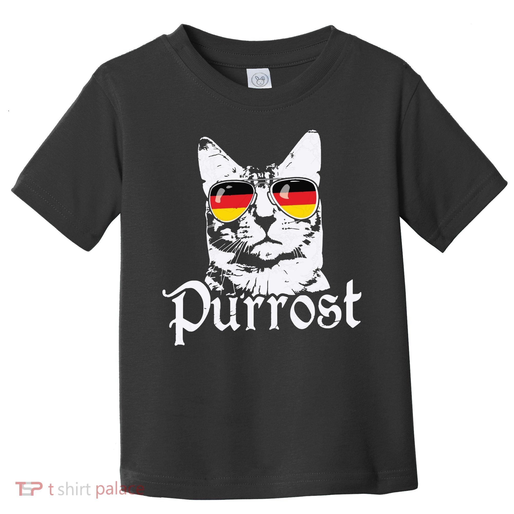 Purrost Cat Sunglasses German Flag Germany Prost Oktoberfest Toddler T-Shirt