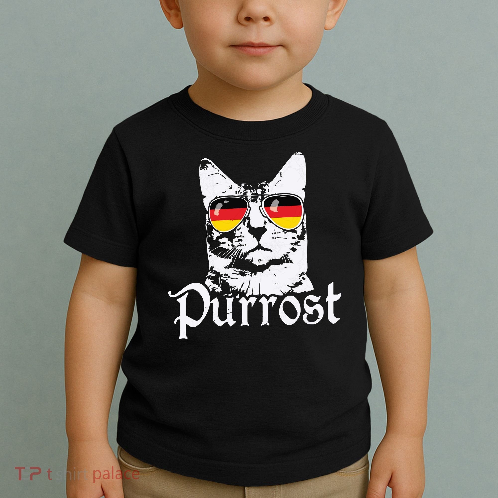 Purrost Cat Sunglasses German Flag Germany Prost Oktoberfest Toddler T-Shirt