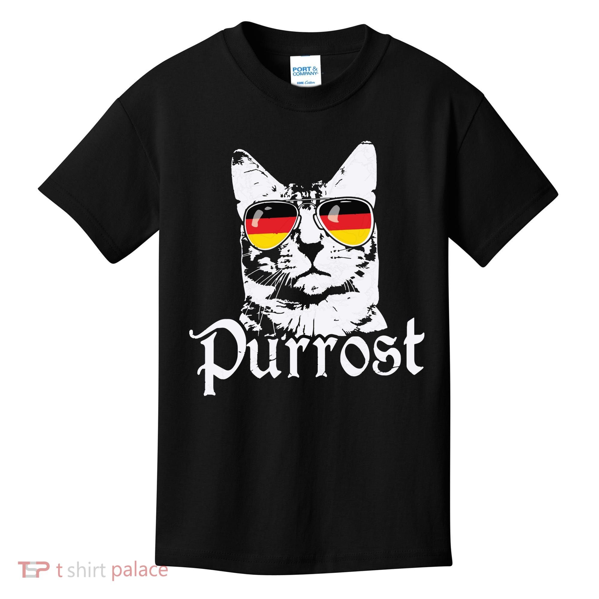Purrost Cat Sunglasses German Flag Germany Prost Oktoberfest Kids T-Shirt