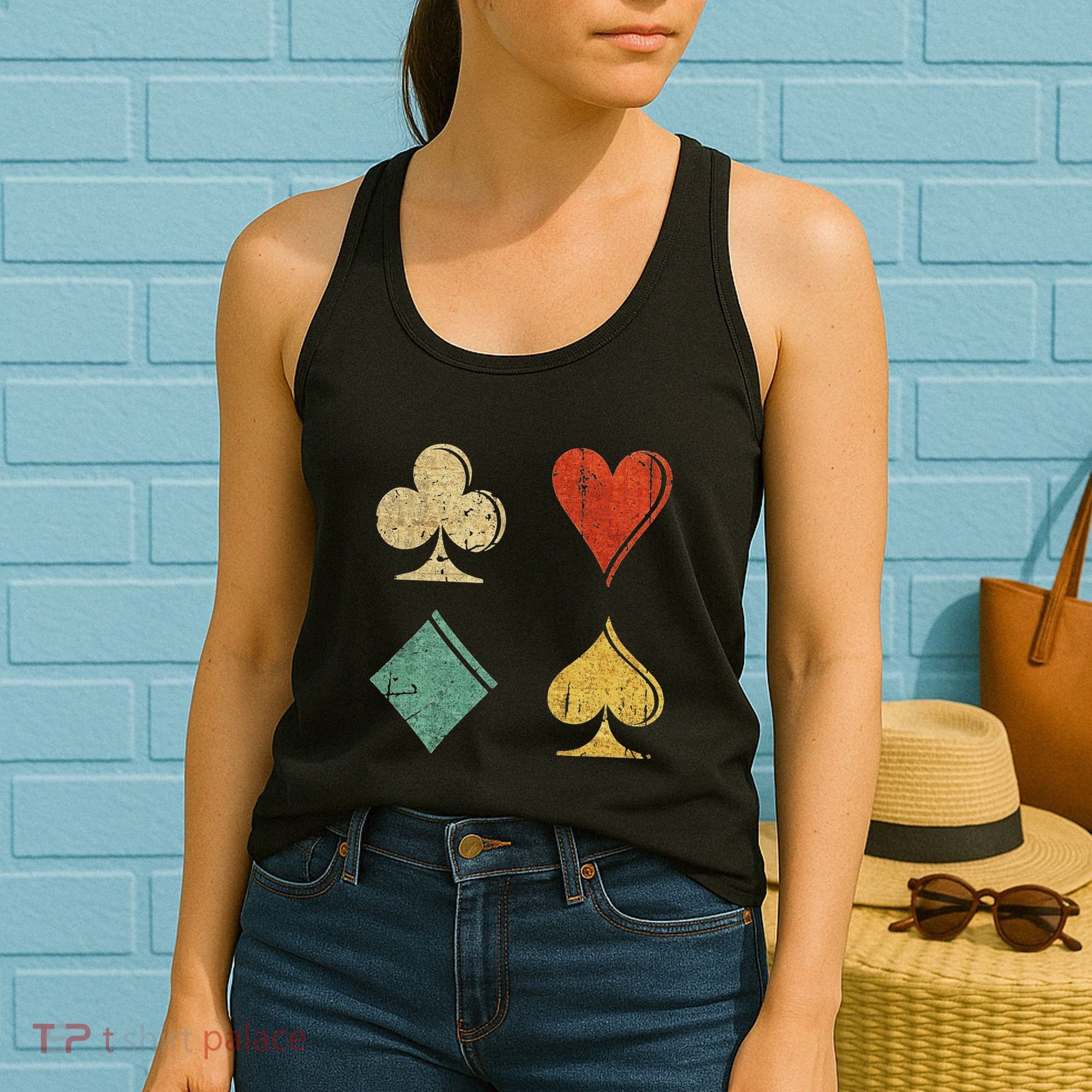 Playing Cards Spade Heart Diamond Club Women's Tank Top