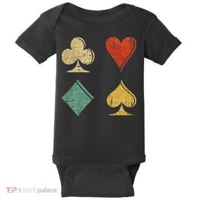 Playing Cards Spade Heart Diamond Club Baby Bodysuit