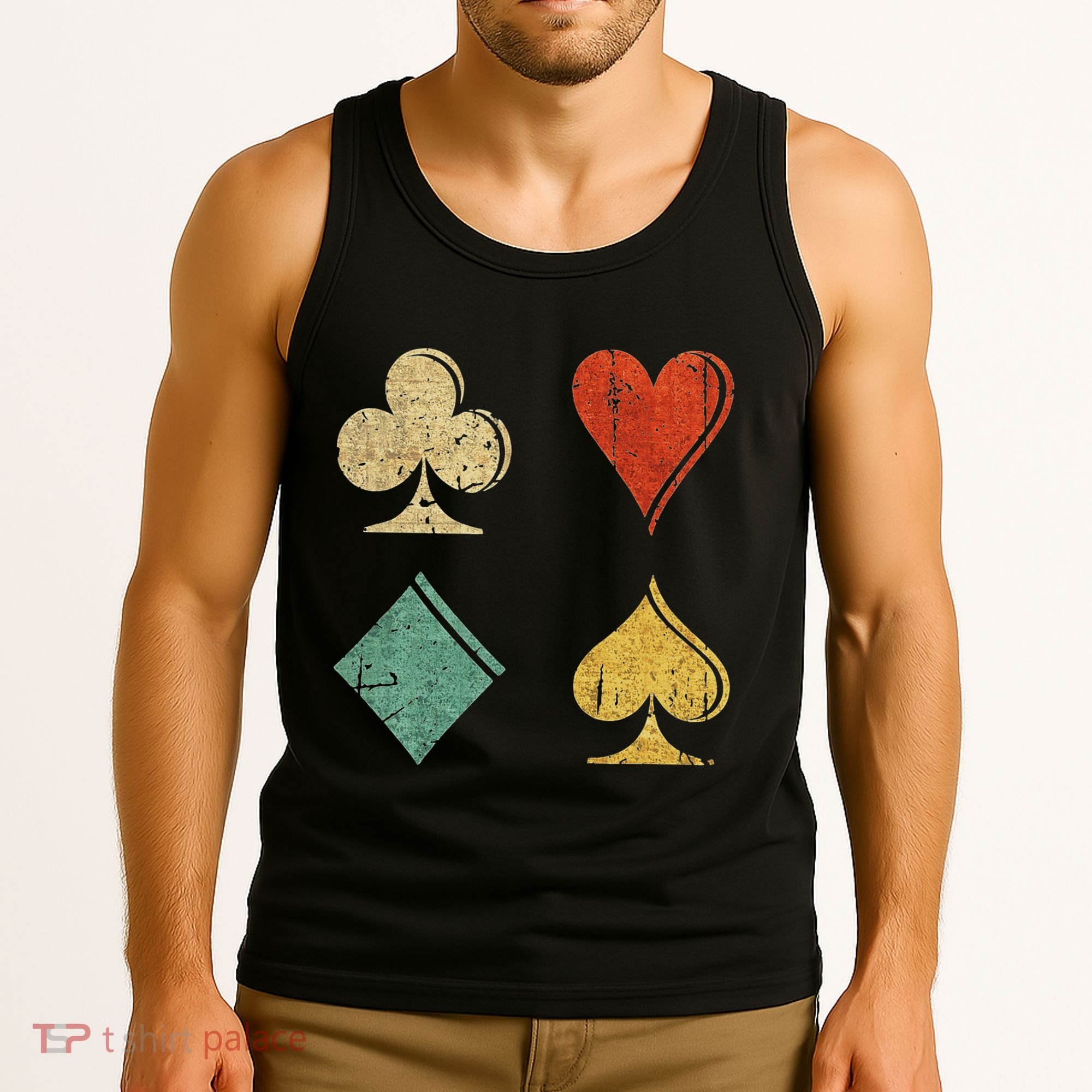 Playing Cards Spade Heart Diamond Club Tank Top
