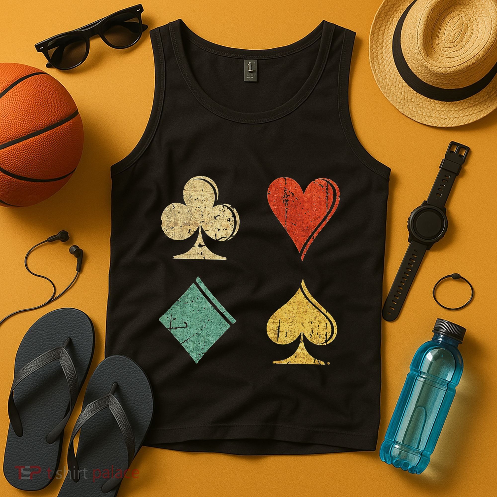 Playing Cards Spade Heart Diamond Club Tank Top