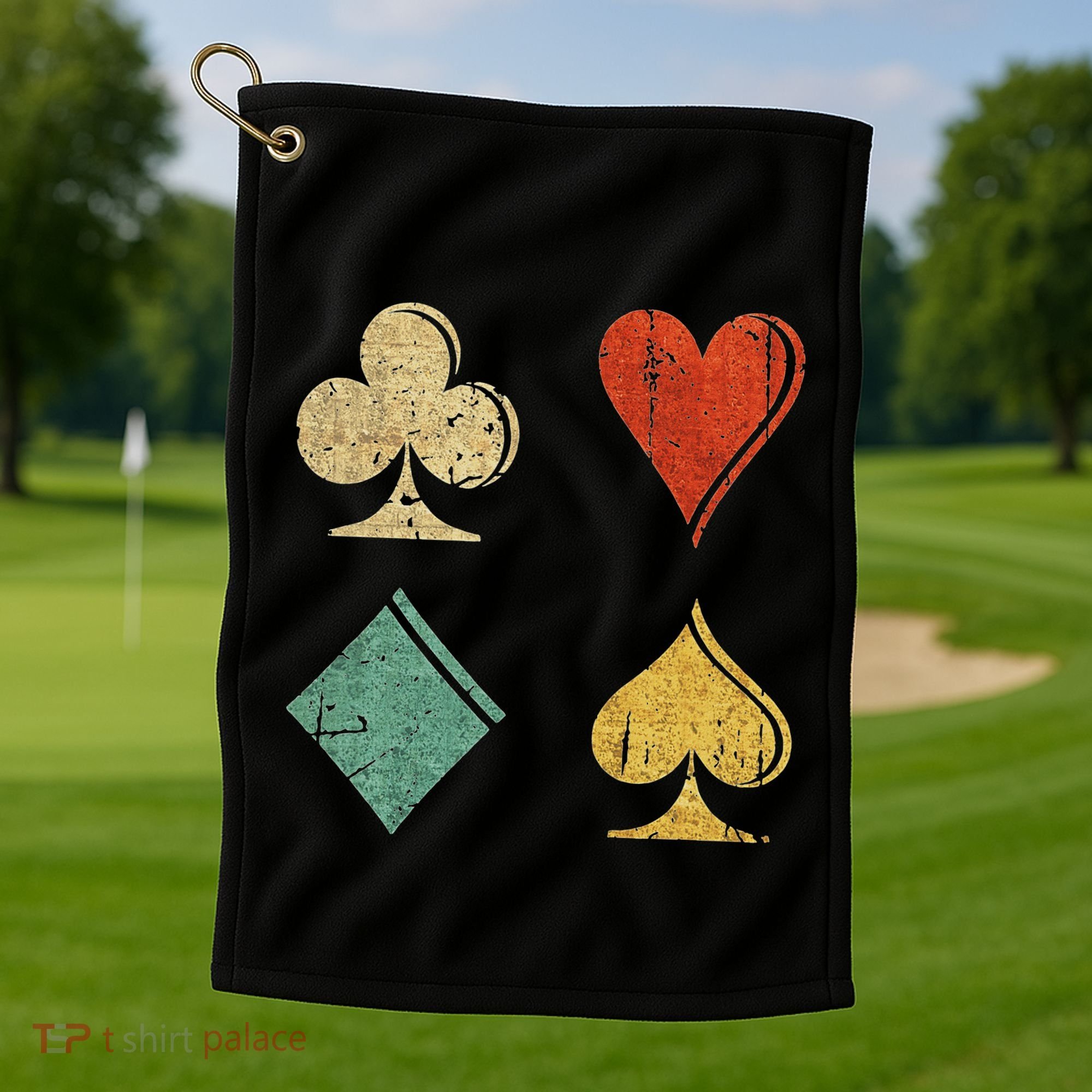 Playing Cards Spade Heart Diamond Club Golf Towel