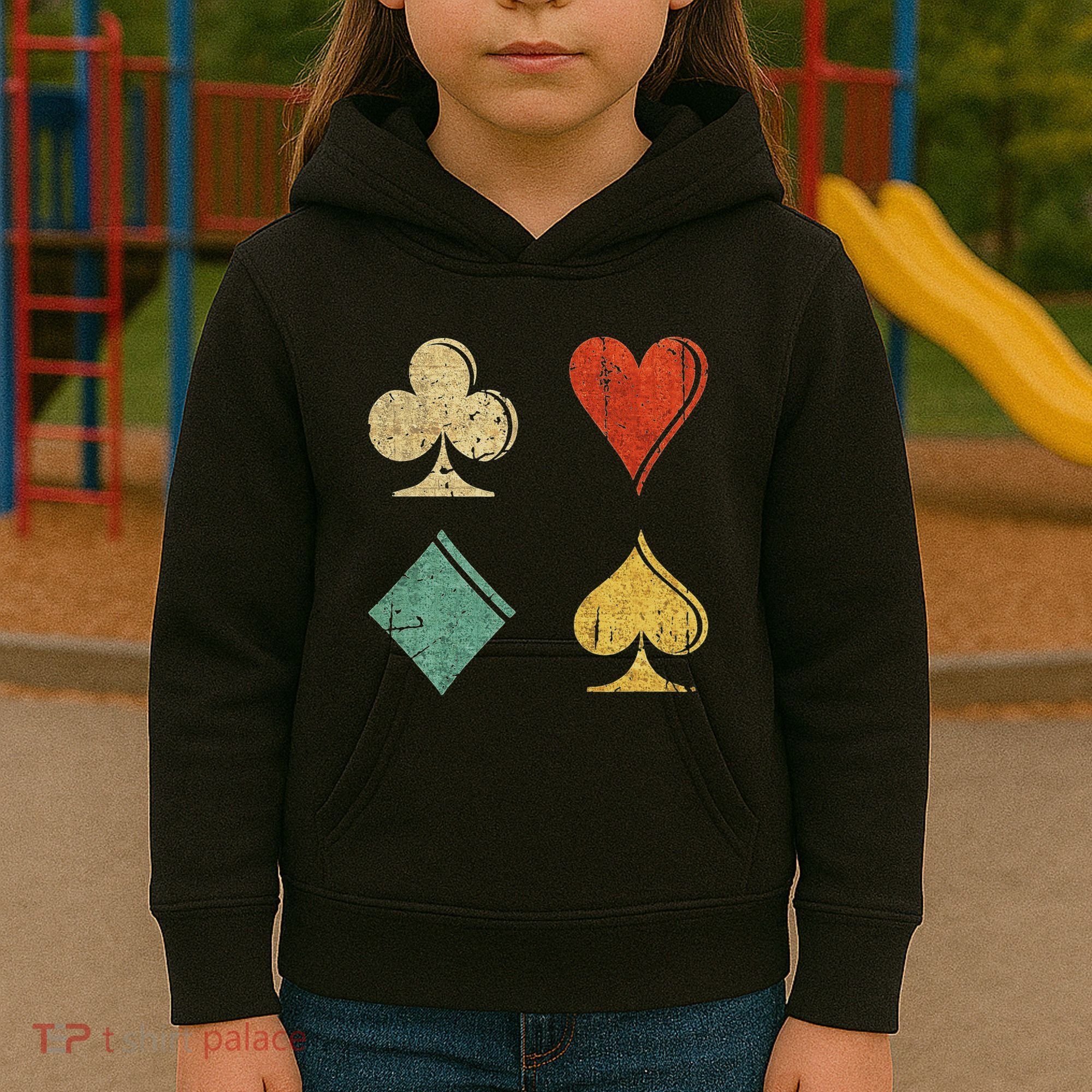 Playing Cards Spade Heart Diamond Club Kids Hoodie