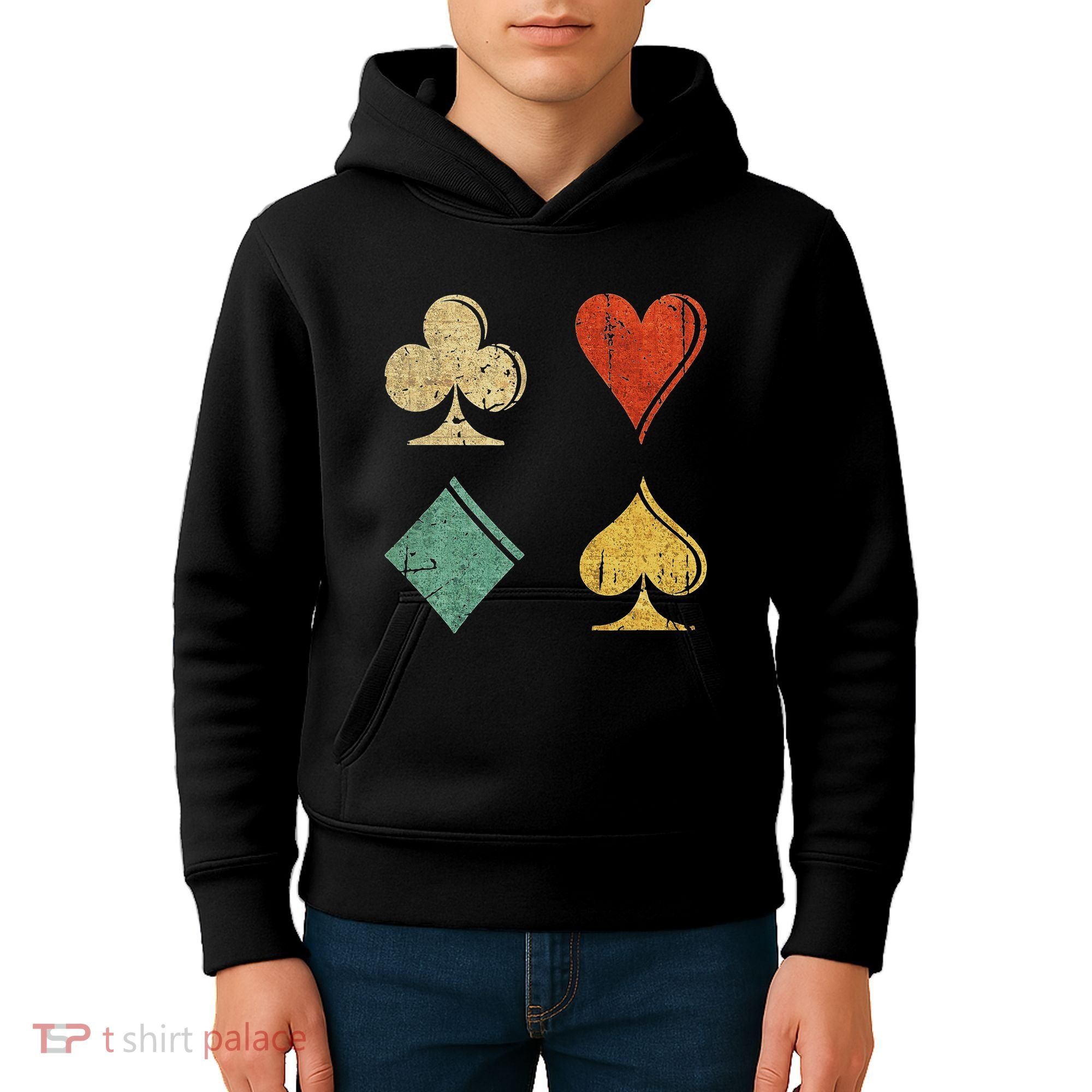 Playing Cards Spade Heart Diamond Club Kids Hoodie