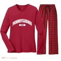 Pennsylvania Collegiate Style 1787 Women's Long Sleeve Flannel Pajama Set  thumb 0