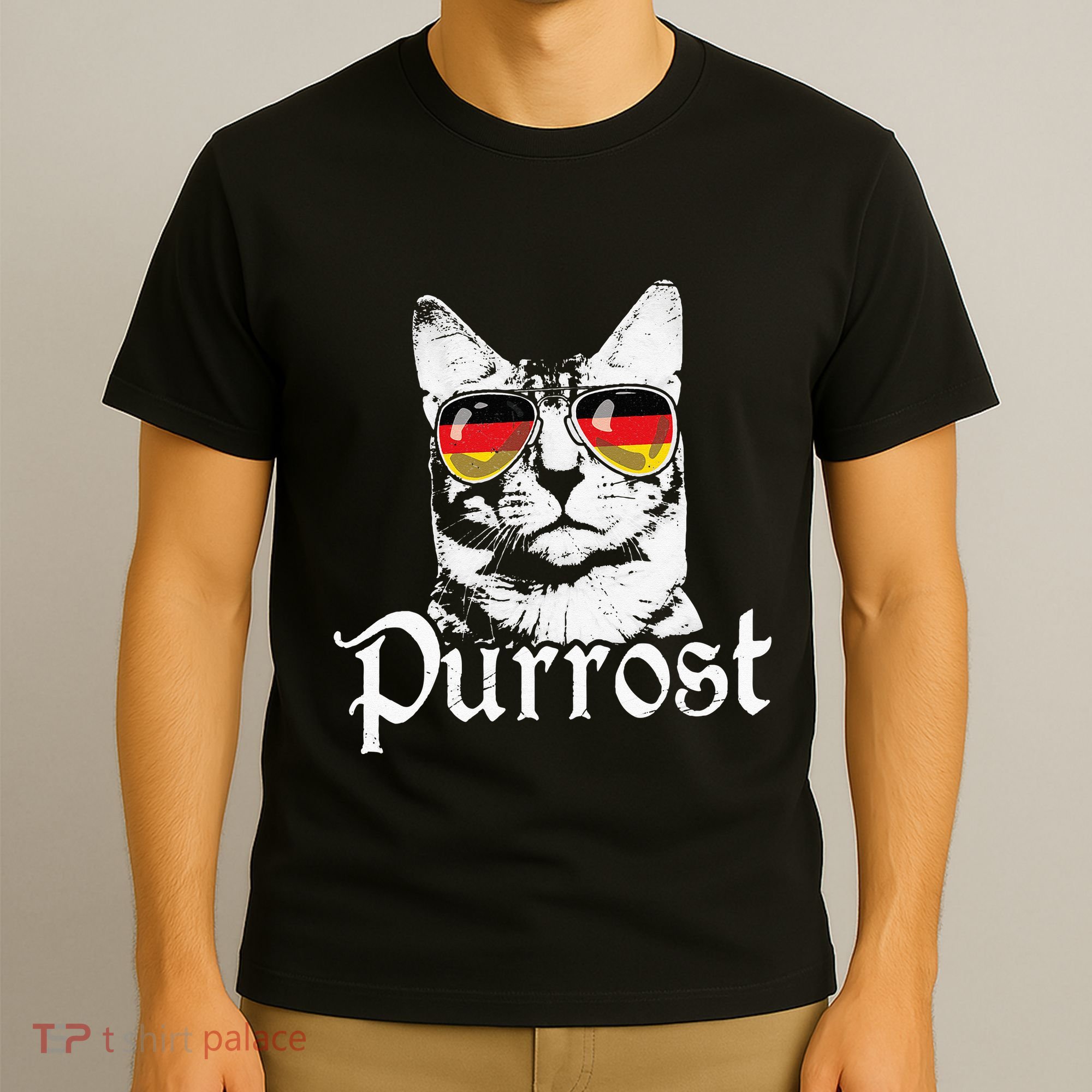 Purrost Cat Sunglasses German Flag Germany Prost Oktoberfest T-Shirt